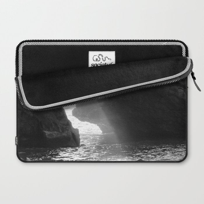 Sunrays Through The Arch. Del Medio Beach. At Sunrise. Bw Laptop Sleeve Gallery Image 2