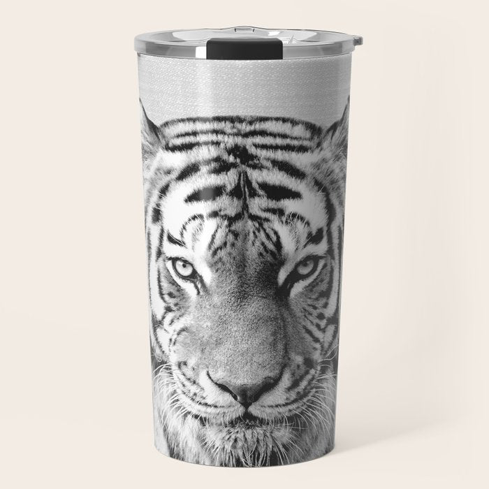 Tiger - Black & White Travel Mug Gallery Image 1