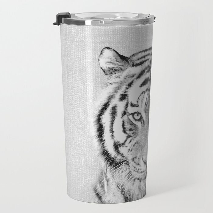Tiger - Black & White Travel Mug Gallery Image 3
