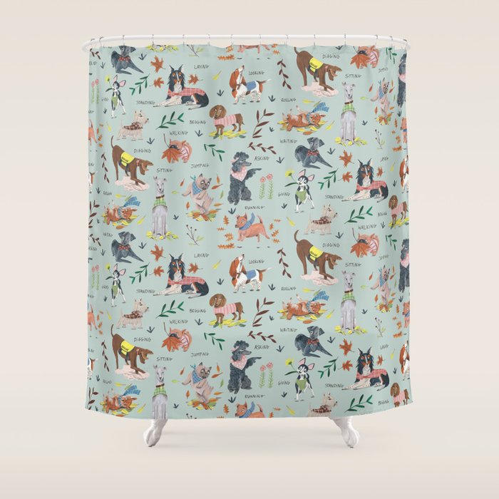 Dog lover person cute dogs breed pattern Shower Curtain Gallery Image 1