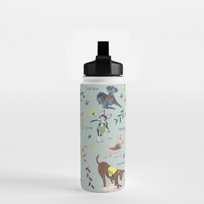Dog lover person cute dogs breed pattern Water Bottle Gallery Image 2
