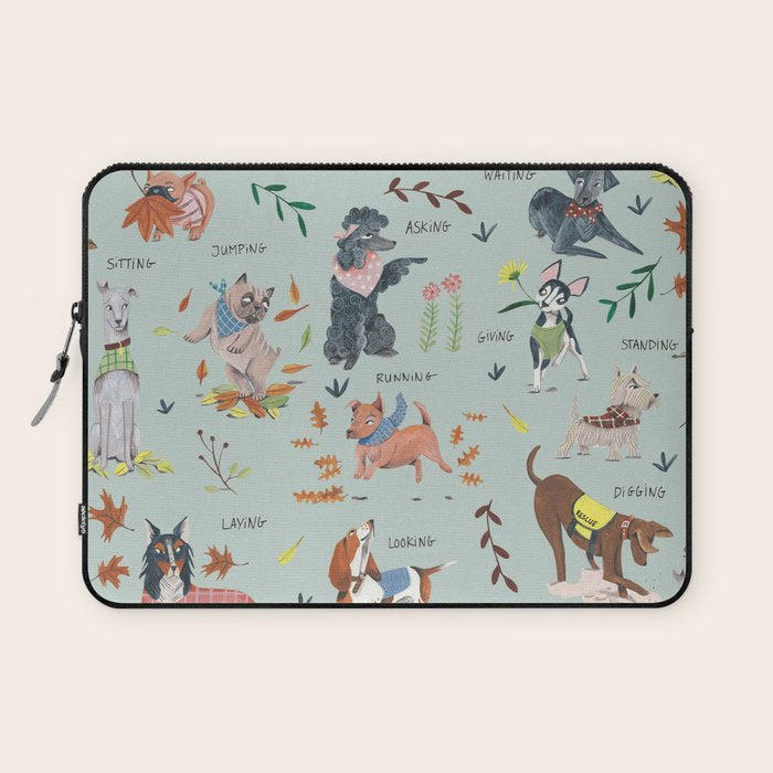 Dog lover person cute dogs breed pattern Laptop Sleeve Gallery Image 1