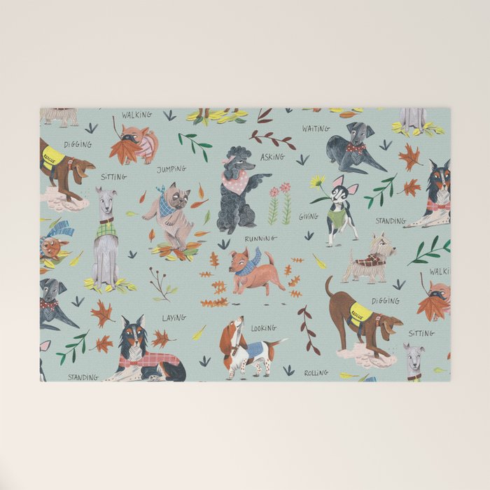 Dog lover person cute dogs breed pattern Welcome Mat Gallery Image 1