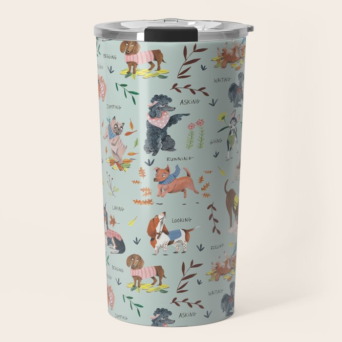 Dog lover person cute dogs breed pattern Travel Mug Gallery Image 1