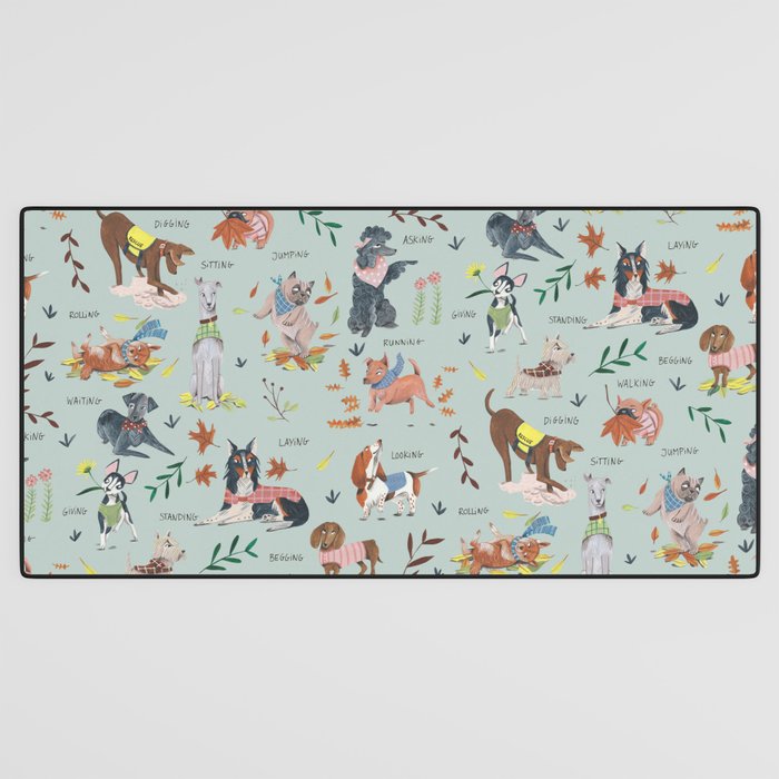 Dog lover person cute dogs breed pattern Desk Mat Gallery Image 3