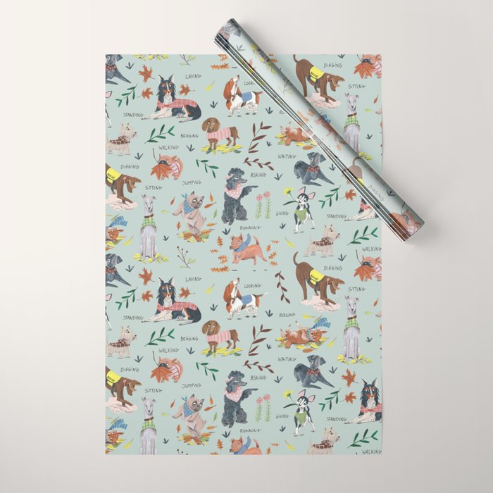 Dog lover person cute dogs breed pattern Wrapping Paper Gallery Image 1