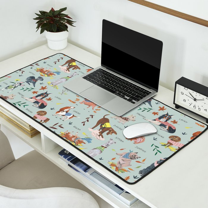 Dog lover person cute dogs breed pattern Desk Mat Gallery Image 2