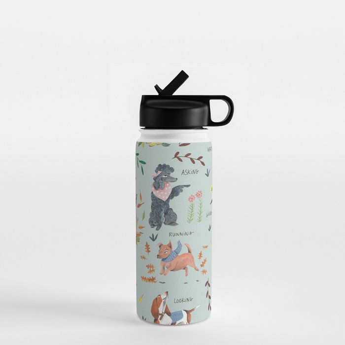 Dog lover person cute dogs breed pattern Water Bottle Gallery Image 1