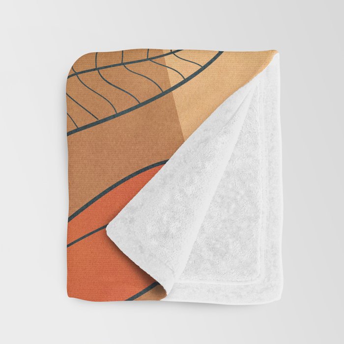 Modern abstract leaves line art 12 Throw Blanket Gallery Image 3