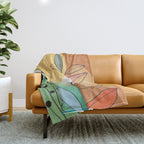 Modern abstract leaves line art 12 Throw Blanket Gallery Image 1
