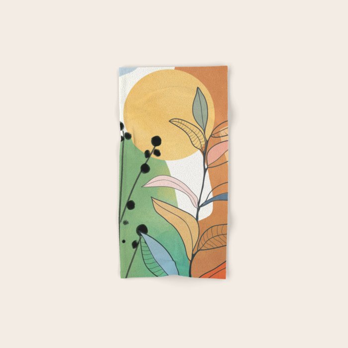 Modern abstract leaves line art 12 Bath Towel Gallery Image 1