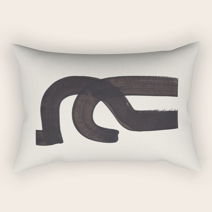 Black & White Minimalist Abstract Shapes Patterns Black Ink Painting Rectangular Pillow Gallery Image 1