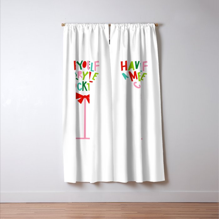 Have Yourself a Merry Little Cocktail - Festive Cocktail Typography Window Curtain Gallery Image 3