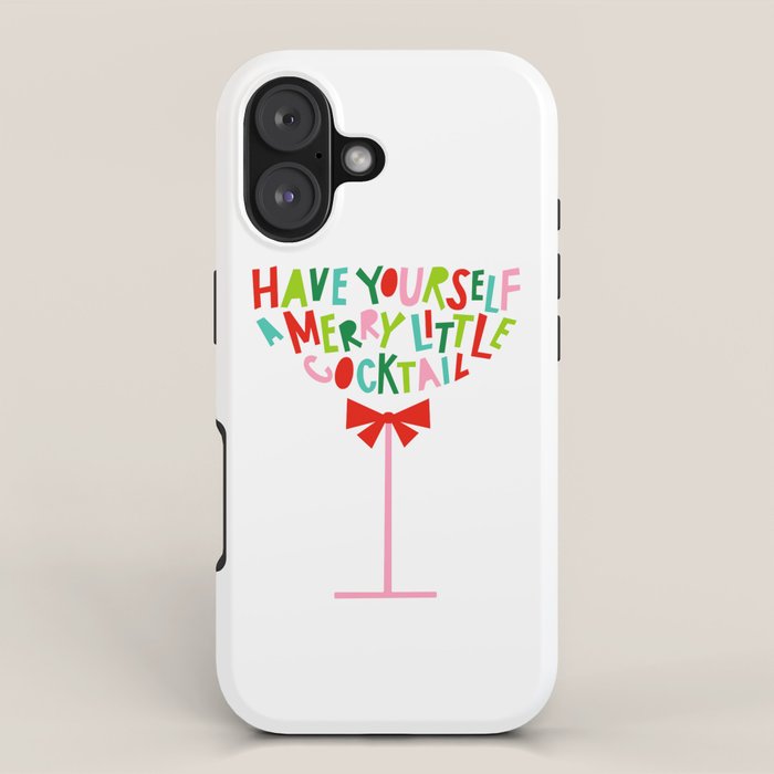 Have Yourself a Merry Little Cocktail - Festive Cocktail Typography iPhone Case Gallery Image 1