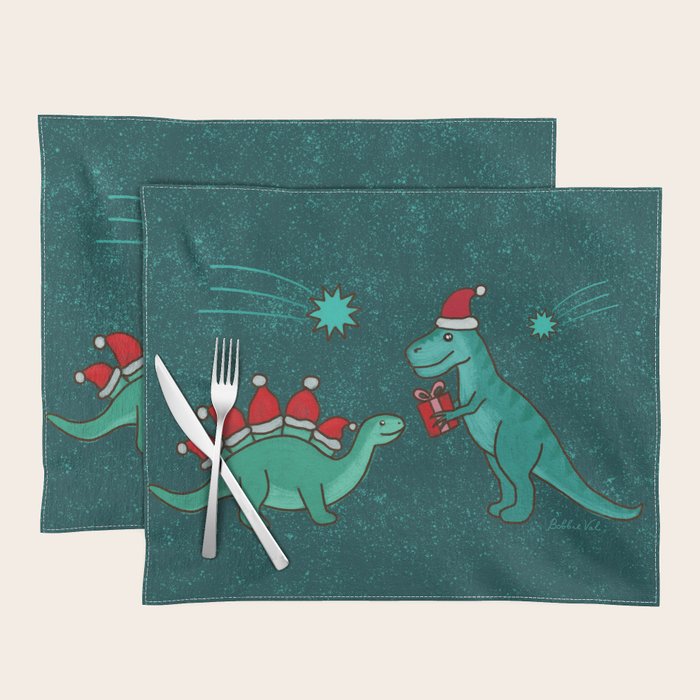 Cute Christmas Dinosaurs Dinos Dinosaur Placemat Gallery Image 1
