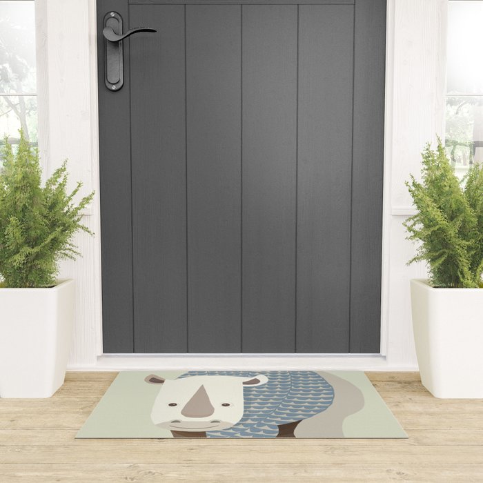 Whimsical Rhinoceros Welcome Mat Gallery Image 3