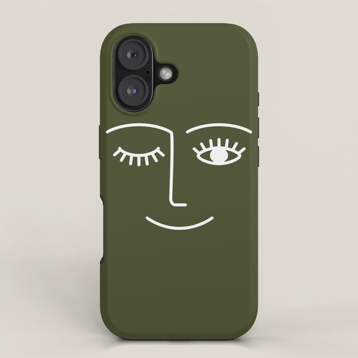 Wink (Olive Green) iPhone Case Gallery Image 1