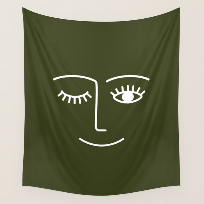 Wink (Olive Green) Wall Tapestry Gallery Image 1