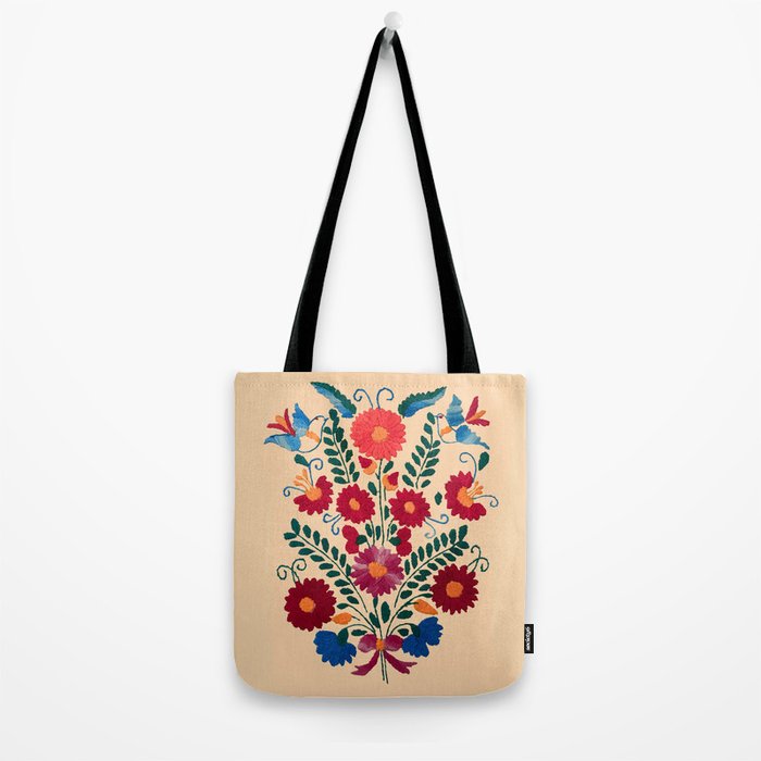Mexican Bird Motif Cream  Tote Bag Gallery Image 2