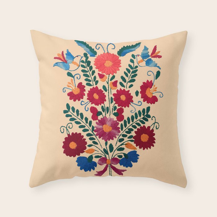 Mexican Bird Motif Cream  Throw Pillow Gallery Image 6