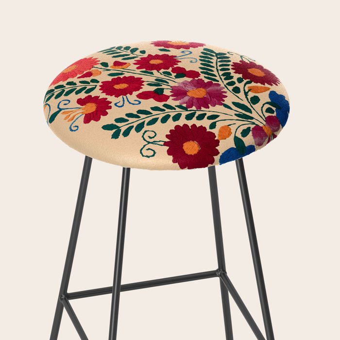 Mexican Bird Motif Cream  Stool Gallery Image 2