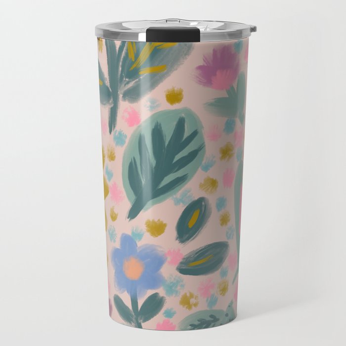 Summer Floral Illustration Art Print Travel Mug Gallery Image 1