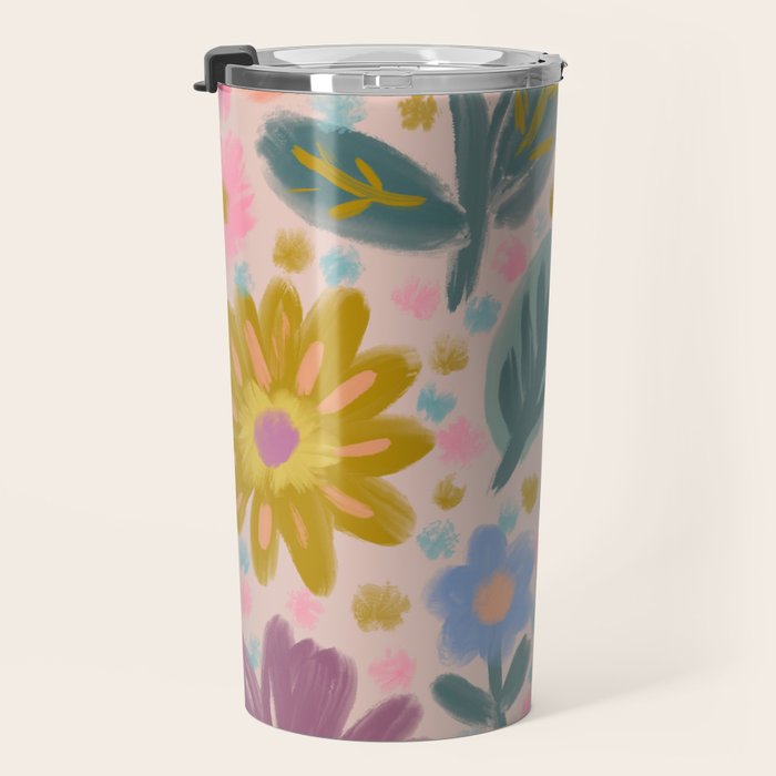 Summer Floral Illustration Art Print Travel Mug Gallery Image 3