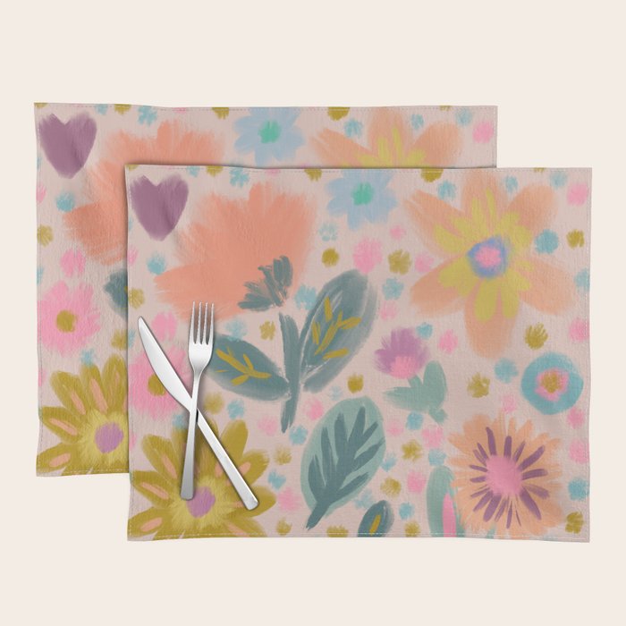 Summer Floral Illustration Art Print Placemat Gallery Image 1