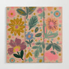 Summer Floral Illustration Art Print Wood Wall Art Gallery Image 1