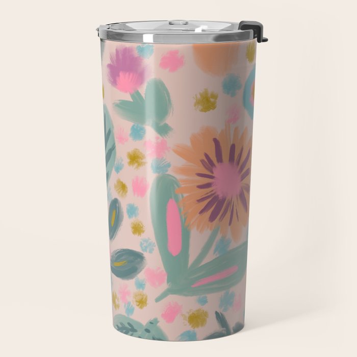 Summer Floral Illustration Art Print Travel Mug Gallery Image 2