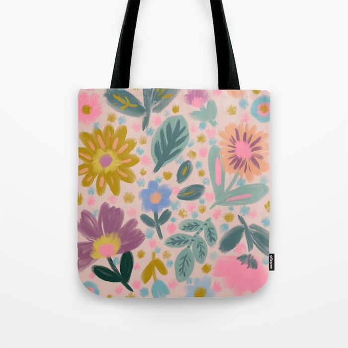 Summer Floral Illustration Art Print Tote Bag Gallery Image 1