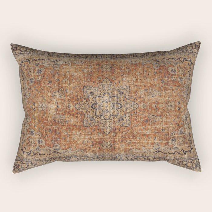 mustard antique rug Rectangular Pillow Gallery Image 1