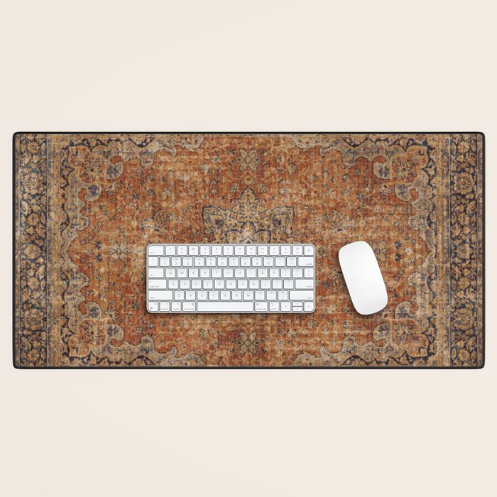 mustard antique rug Desk Mat Gallery Image 1