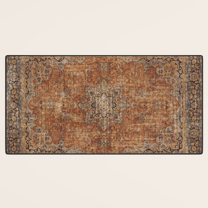 mustard antique rug Desk Mat Gallery Image 3