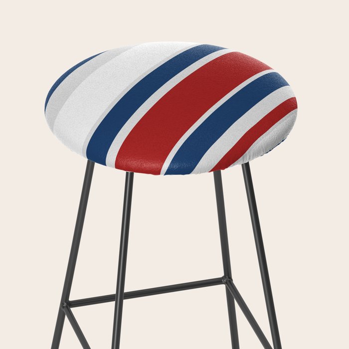 Striped Modern Classic Red White Blue Stool Gallery Image 2
