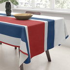 Striped Modern Classic Red White Blue Tablecloth Gallery Image 3