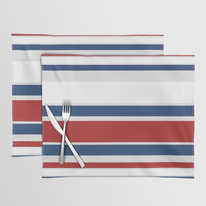 Striped Modern Classic Red White Blue Placemat Gallery Image 1