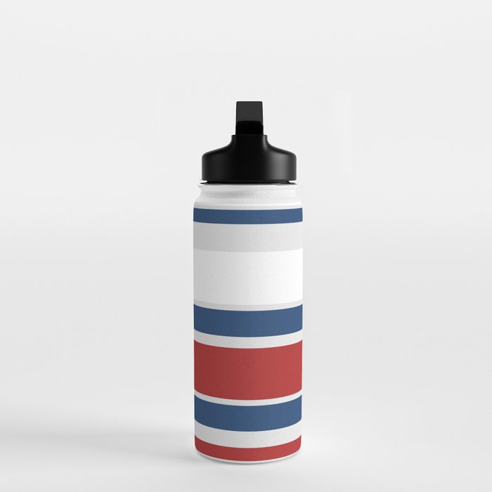 Striped Modern Classic Red White Blue Water Bottle Gallery Image 3