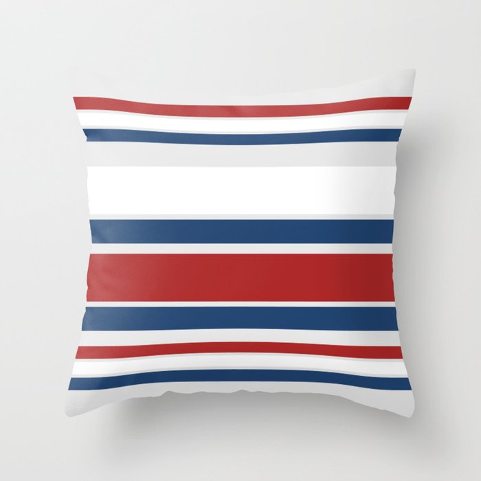 Striped Modern Classic Red White Blue Throw Pillow Gallery Image 1