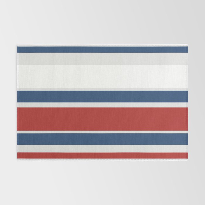 Striped Modern Classic Red White Blue Rug Gallery Image 2