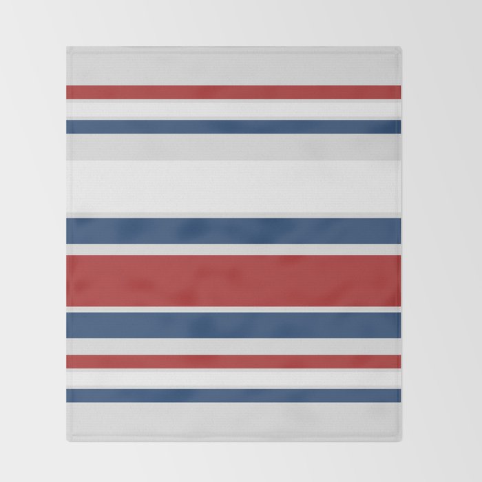 Striped Modern Classic Red White Blue Throw Blanket Gallery Image 2