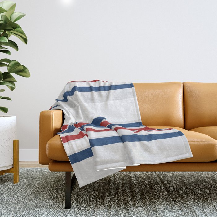Striped Modern Classic Red White Blue Throw Blanket Gallery Image 1