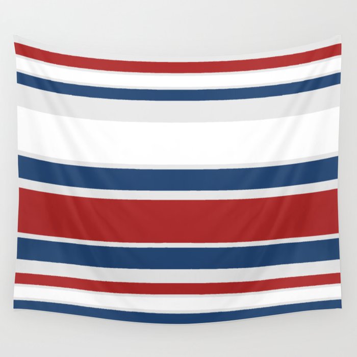 Striped Modern Classic Red White Blue Wall Tapestry Gallery Image 4