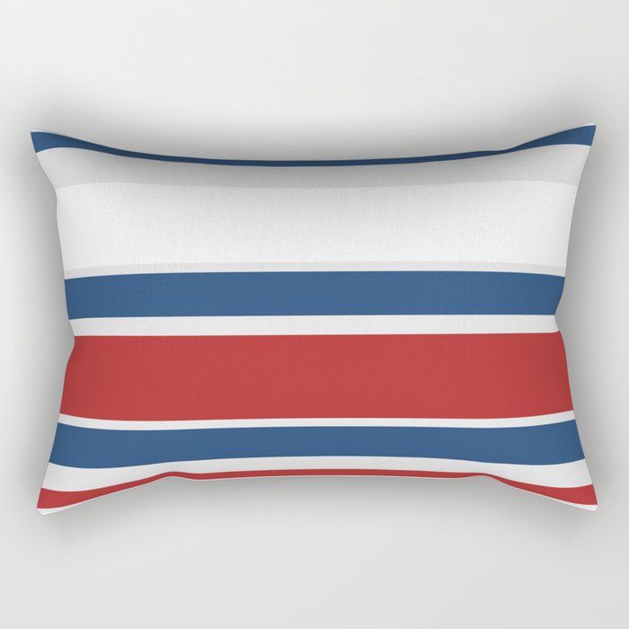 Striped Modern Classic Red White Blue Rectangular Pillow Gallery Image 1