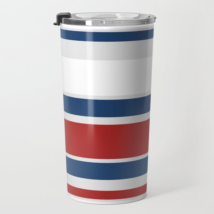 Striped Modern Classic Red White Blue Travel Mug Gallery Image 3