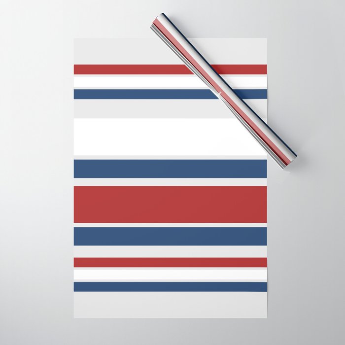 Striped Modern Classic Red White Blue Wrapping Paper Gallery Image 1