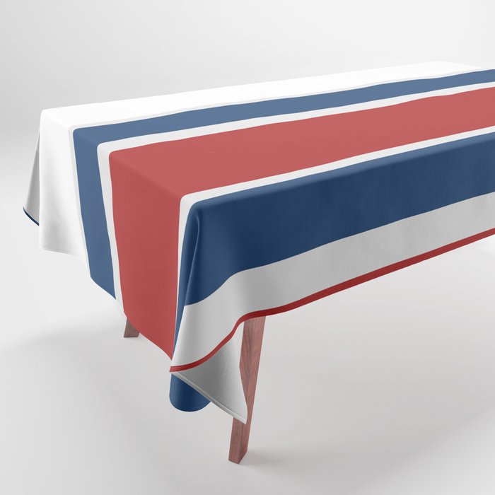 Striped Modern Classic Red White Blue Tablecloth Gallery Image 1
