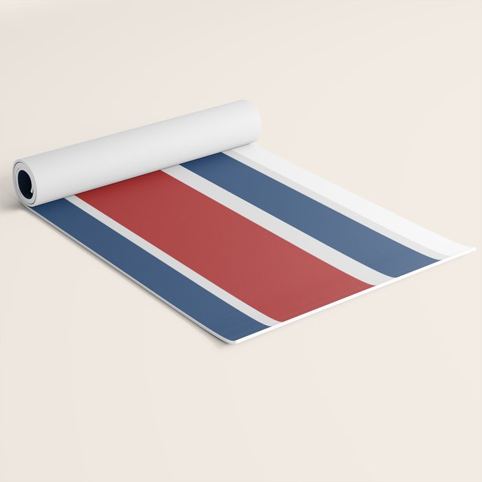 Striped Modern Classic Red White Blue Yoga Mat Gallery Image 2