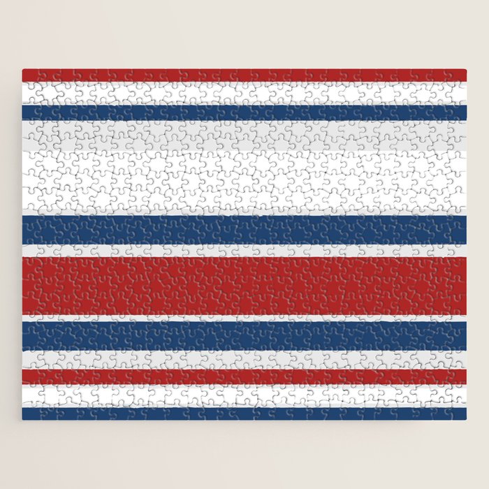 Striped Modern Classic Red White Blue Jigsaw Puzzle Gallery Image 1