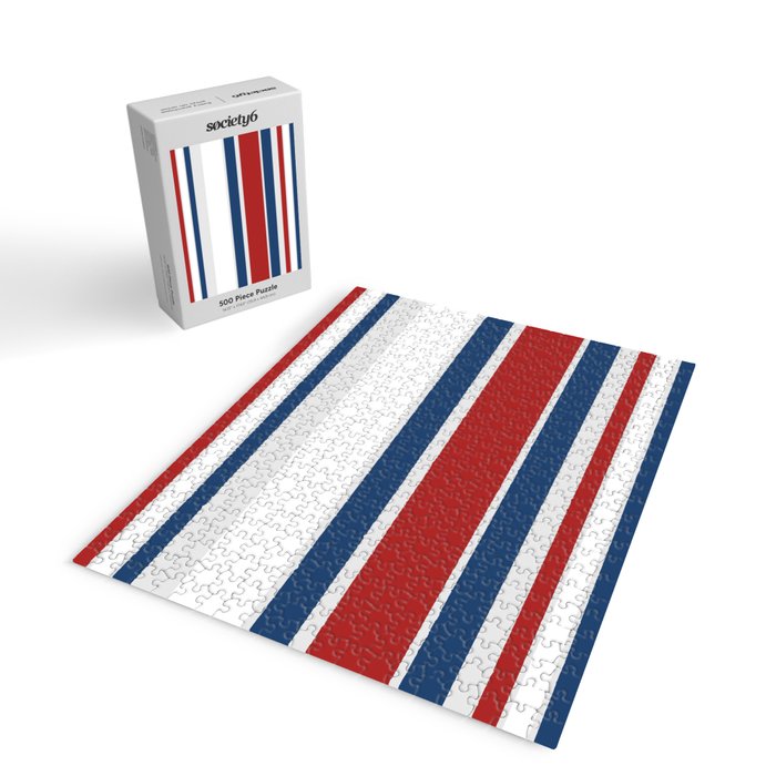 Striped Modern Classic Red White Blue Jigsaw Puzzle Gallery Image 2